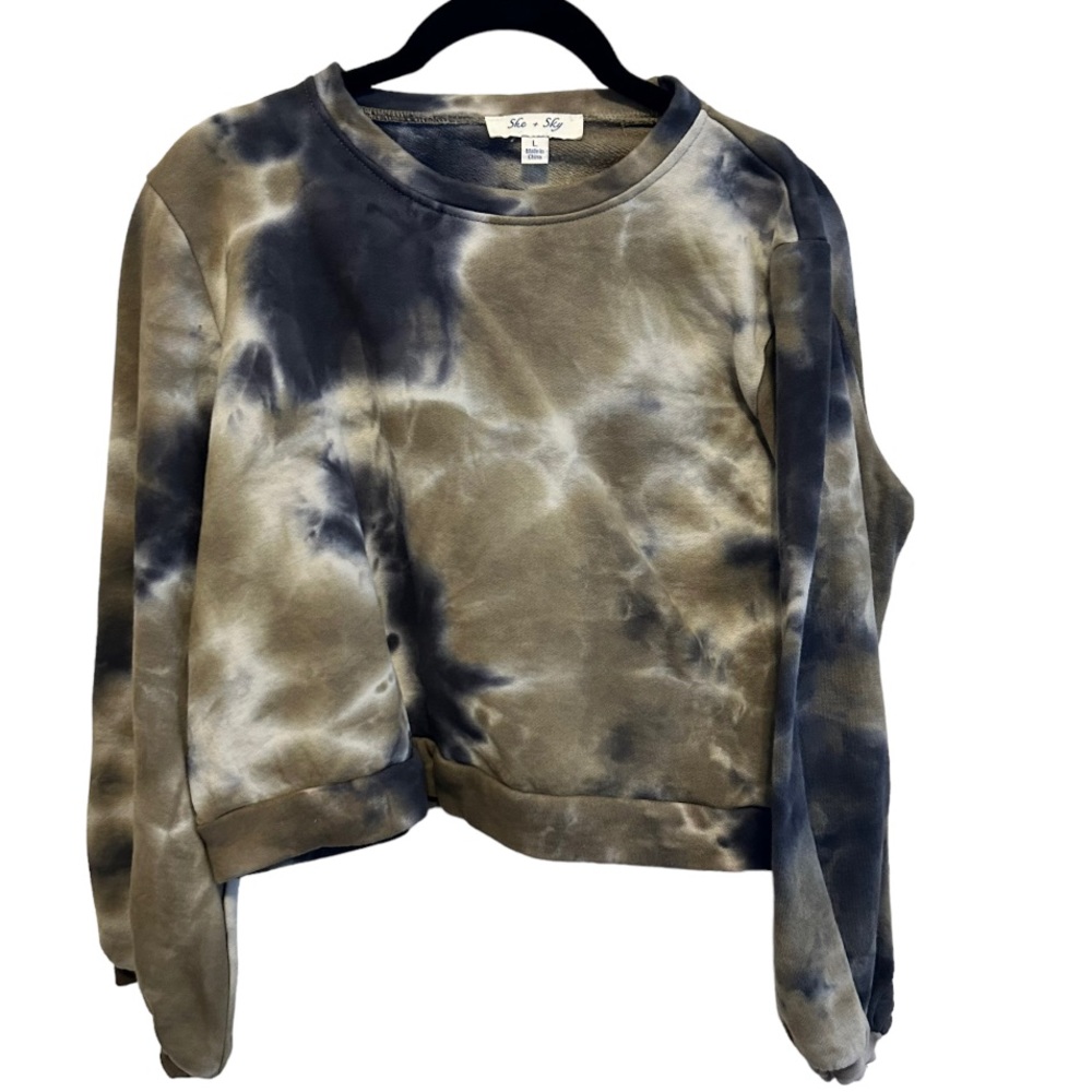 Sea & Sky Cropped Tie Dye Sweatshirt Large